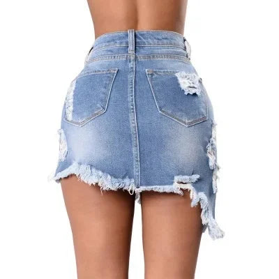 NEW Arrivals S-2XL Sexy Asymmetrical Denim Mini Skirt for Women Summer Cotton Short Skirts Wish Hot Sale New Style Casual Female Streetwear Clothing