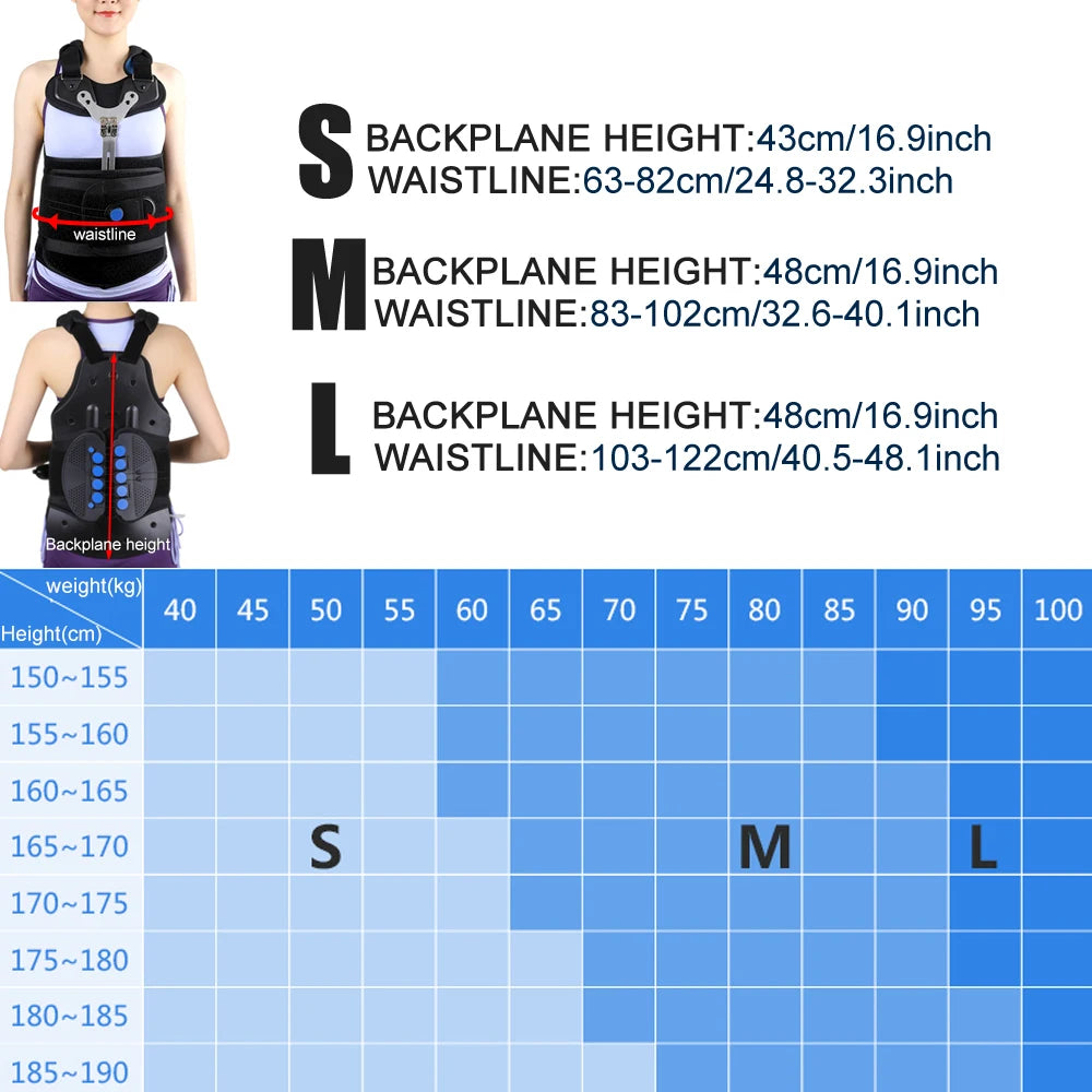 NEW High Quality Instrument Adults Kids Thoracic Full Back Brace Belt Kyphosis, Osteoporosis, Treatment Compression Fractures, Upper Spine Injuries Therapy, Pain Relief, Pre or Post Surgery Body Care Supplies Devices Health
