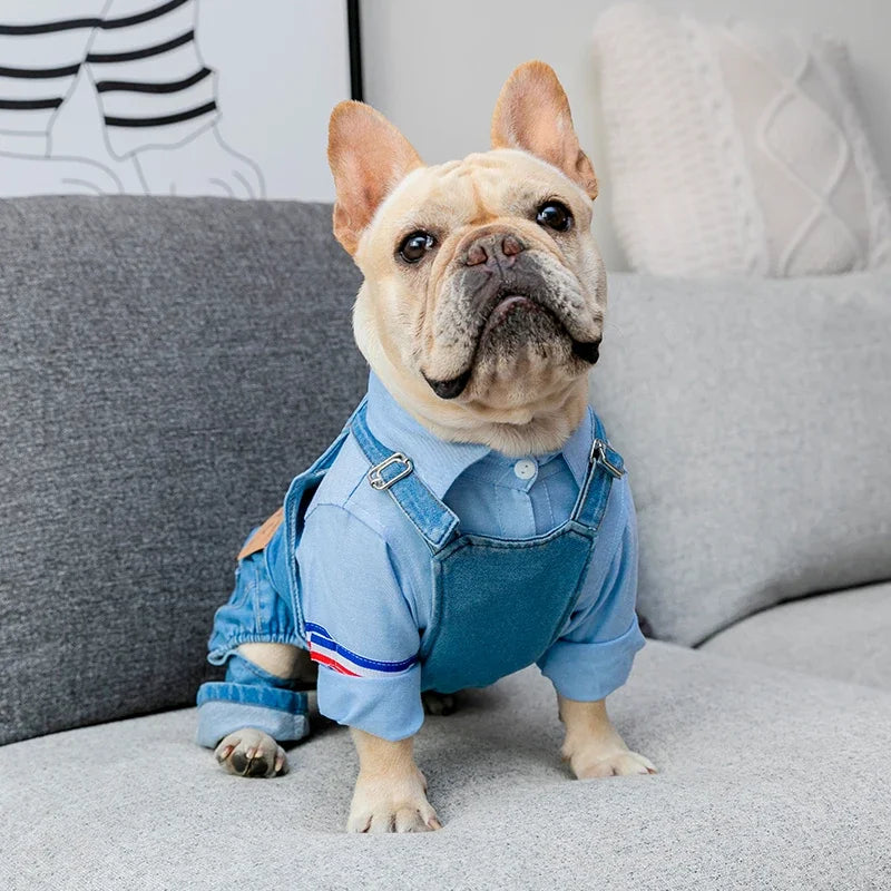 S-XXL French Bulldog Clothing Denim Pet Dog Clothes Jumpsuits Autumn Winter Dogs Pets Clothing for Dog Coat Jacket Ropa Para Perro