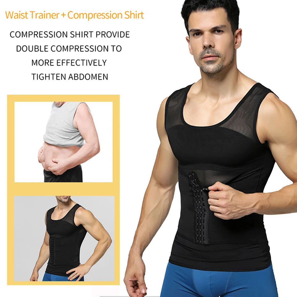 NEW Arrivals Men's Slimming Shaper Posture Vest Abdomen Reducing Gynecomastia Compression Body Modeling Shapewear Chest Tummy Shirt Corset