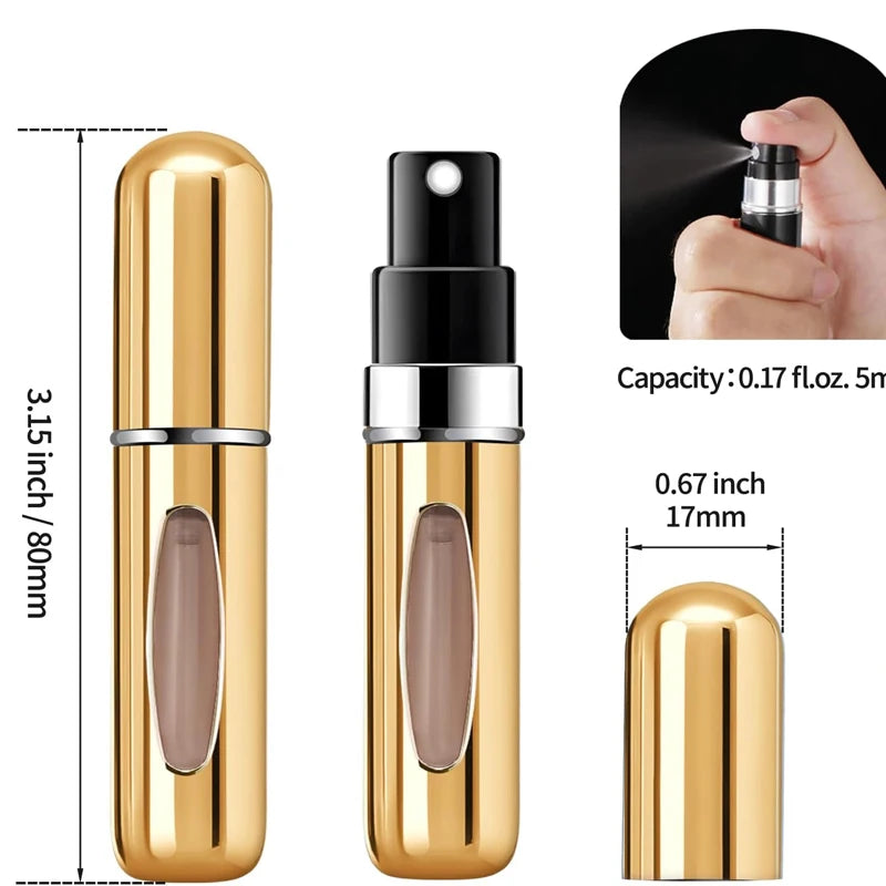 NEW 4Pcs 5ml Perfume Atomizer Portable Liquid Container for Cosmetics Traveling Mini Aluminum Spray Empty Refillable Bottle