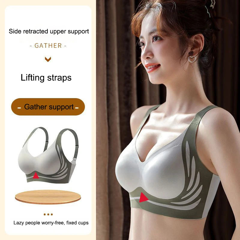 NEW Arrivals M-2XL 4 Colors Super Gather Wireless Push-Up Bra Women Gathered Up Soft Support Adjustable Underwear Anti-Sagging Seamless Lift-Up Bra Ladies Luxury Underwear