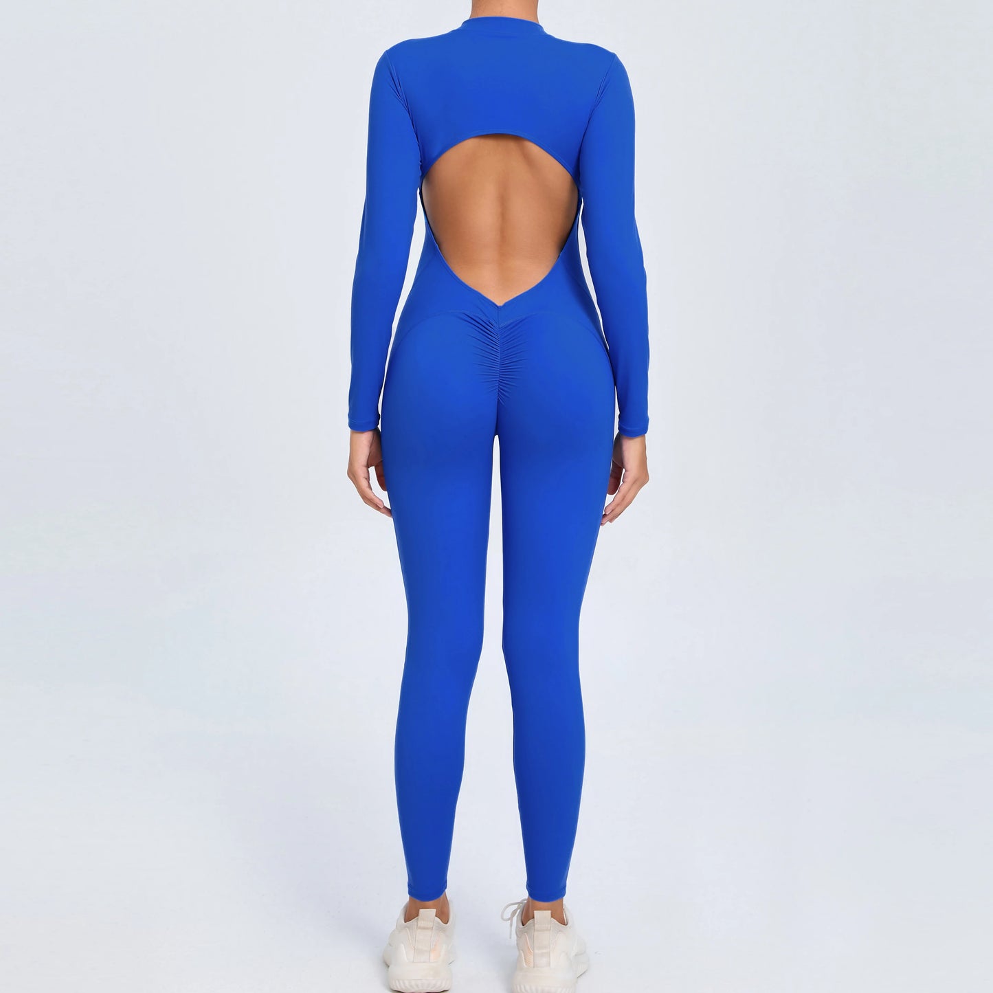 NEW Arrivals 10 Colors Women Sportwear Yoga Jumpsuit Zip Long Sleeve Back Open Outfit Fitness Tracksuit Tight One-piece Gym Overalls Sports Bodysuit