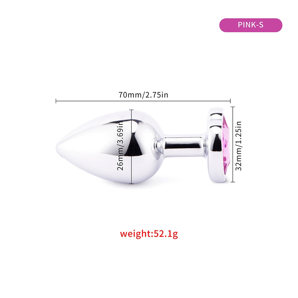 3 Sizes Anal Plug Mini Heart Smooth Metal Stainless Steel Crystal Butt Plug Stimulator Smaller Anal Sex Toys For Men Women Anus