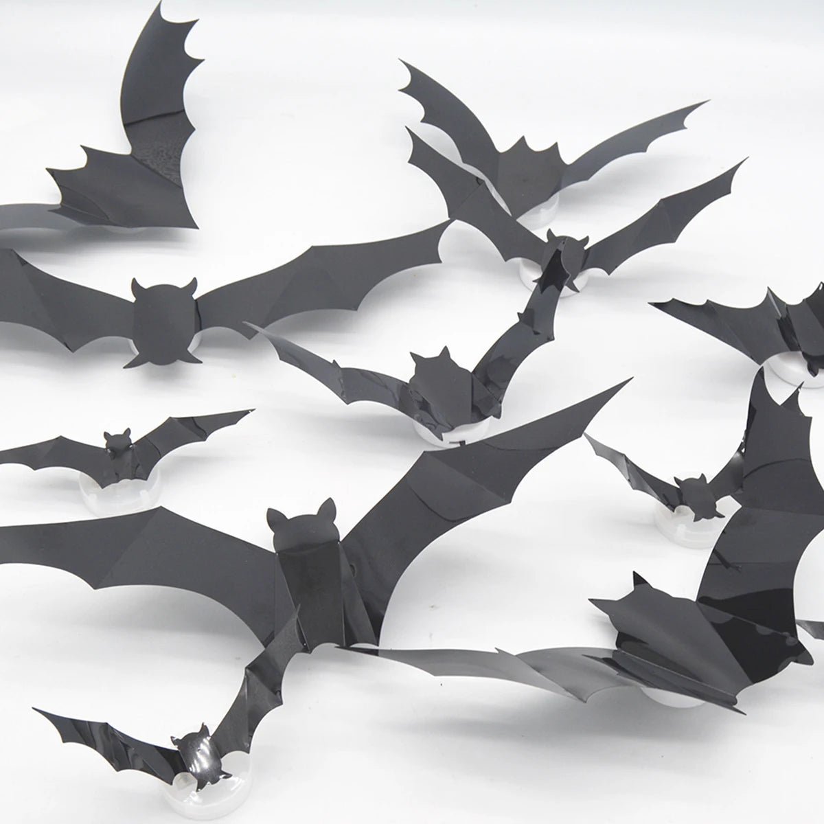 24pcs Halloween New Night LED Light Bat PET Stereoscopic Bat Festival Party Decoration LED Night Light Wall Decal