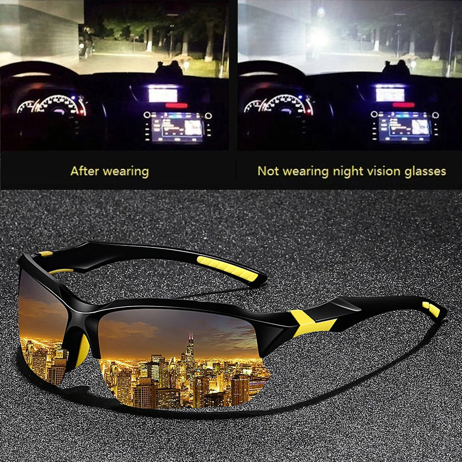 NEW Arrivals 4 PCS Set Night Vision Ice Mirror Sunglasses NEW Fashion Vintage Half Frame Driving Fishing Cycling Sports Sunglasses Men Women Mountaineering Sun Glasses UV400 Eyewear