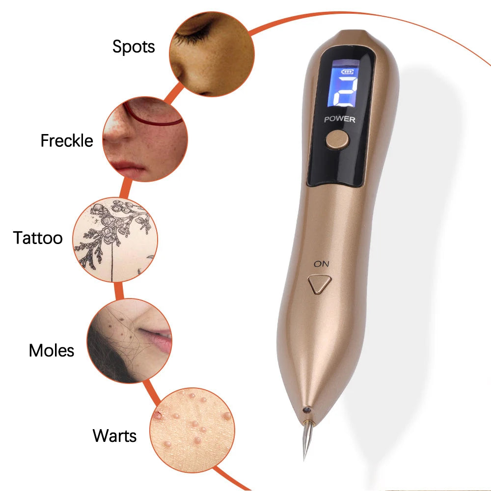 9 Level LCD Face Skin Dark Spot Remover Mole Tattoo Removal Laser Plasma Pen Machine Facial Freckle Tag Wart Removal Portable