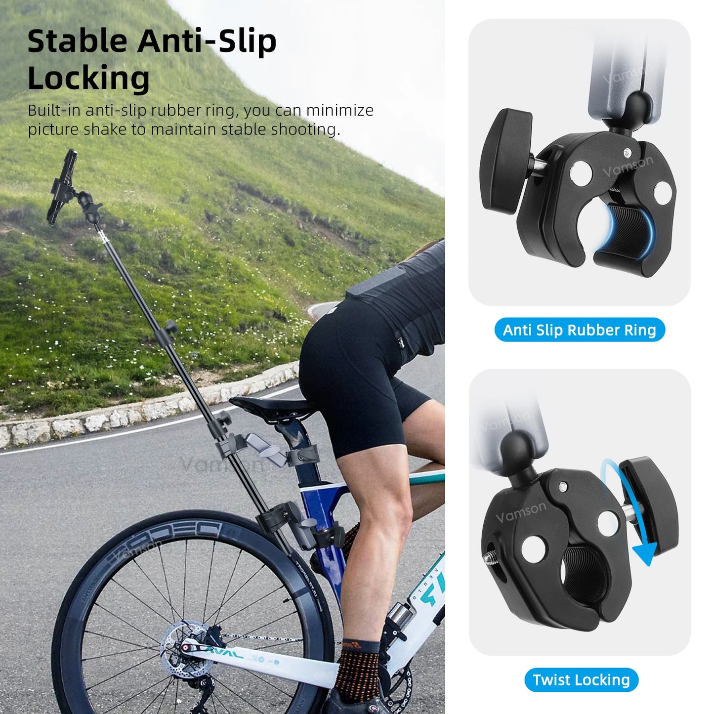 NEW Arrivals Front Rear Riding Bicycle Mobile Phone Telescopic Selfie Stick Monopod Bracket for GoPro 11 Insta360 iPhone Smartphone Accessories