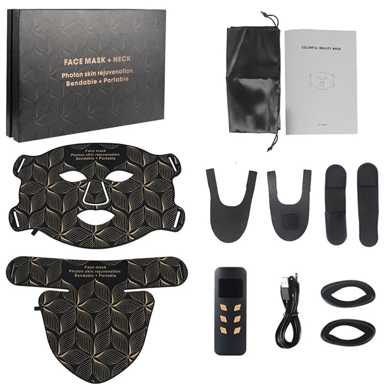 NEW Arrivals LED Facial Mask Set with Neck 8 Color Near-Infrared Red Facial and Neck Photon Oil Control Skin Firming Whitening and Anti Redness Skin Care Supplies