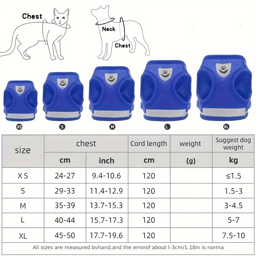 NEW Arrivals Breathable Cat Harness And Leash Escape Proof Pet Clothes Kitten Puppy Dogs Vest Adjustable Easy Control Reflective Cat Harness Pets Safety Accessories