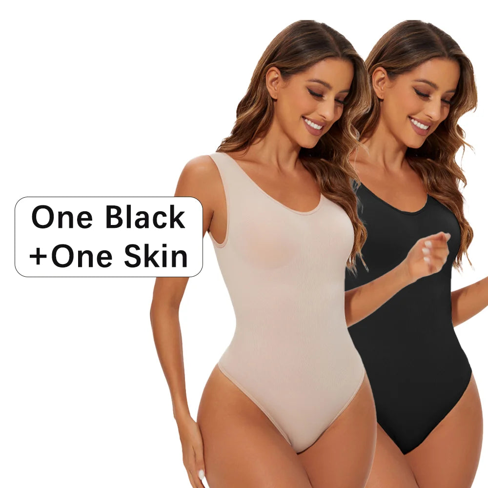 NEW Arrivals 3PCS Set S-2XL Women's Sexy Thong Shapewear Bodysuit Seamless Body Shaper Body Shaping Slimming Wide Shoulder Strap Thong Underwear Shapers