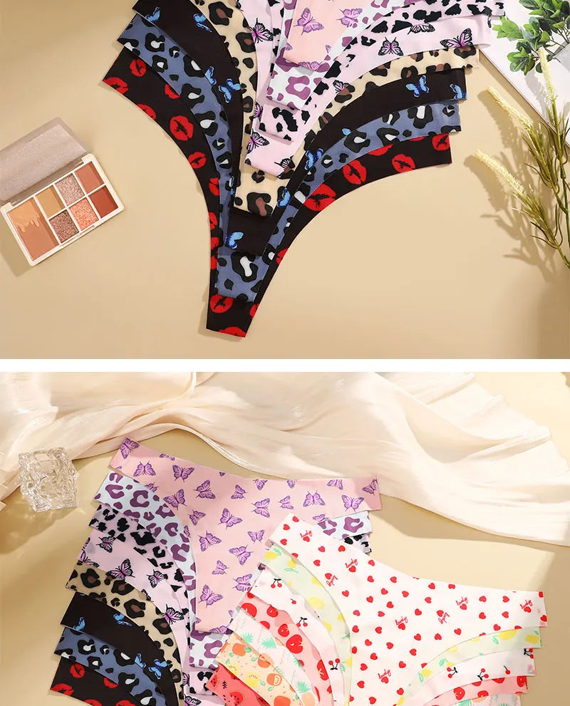 NEW Arrivals 7PCS Set 15 Colors Ice Silk G-String Lady Sexy Thong Women Seamless Girl Panties Fresh Low Waisted Underwear Ladies Girls Sexy Underwear Supplies