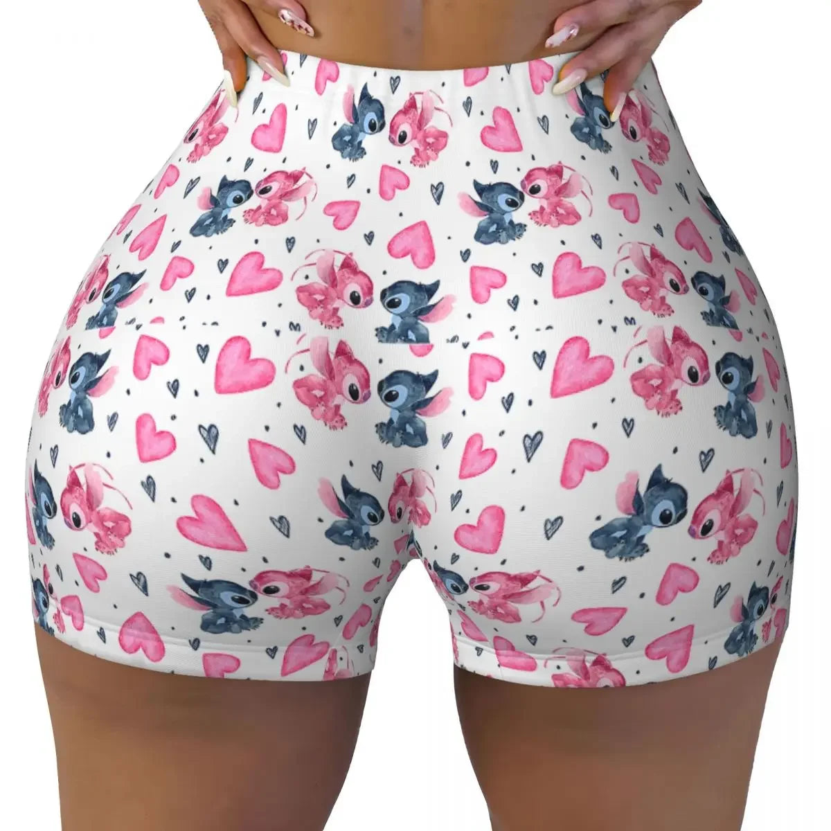 NEW Arrivals S-2XL Women's Stitch Anime Workout Yoga Shorts I Tried Gym Athletic Volleyball Biker Shorts Girls Sports Apparel Accessories