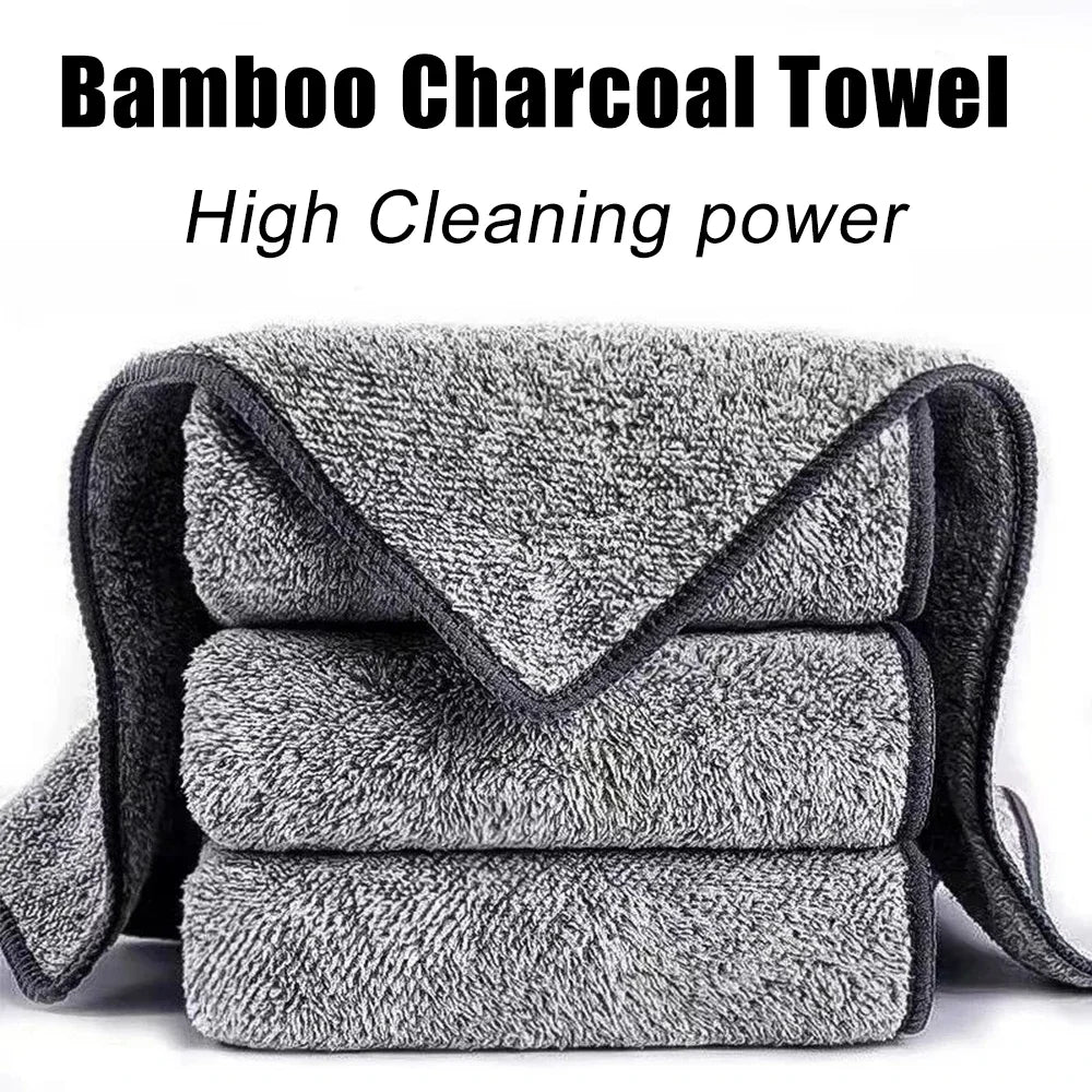 NEW 50/100PCS Set Gray Bamboo Charcoal Thickened Super Absorbent Dishcloth Anti-Grease Kitchen Wiping Rags Microfiber Floor Windows Cleaning Cloths Home Cleaning Supplies