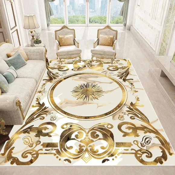 NEW Arrivals 12 Patterns Luxury European Style Carpets Living Room Sofa Side Rugs Home Decoration Soft Golden Carpet Bedroom Cloakroom  Floor Mat