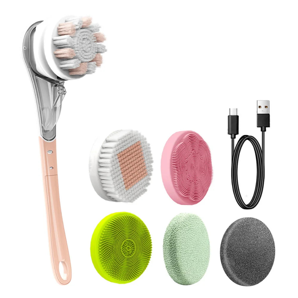 Electric Bath BrushLazy Back ScrubBath Scrubbing BrushAutomatic Back ScrubBath Brush with Long Handle