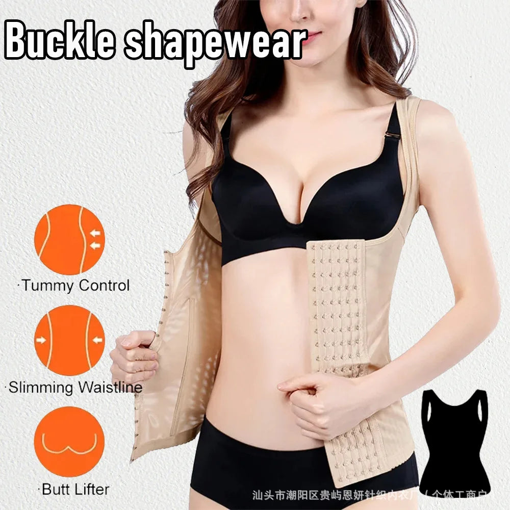 NEW Arrivals S-6XL Plus Size Women's Shapewear Vest Buckle Waist Cincher Slimming Abdomen Control Corset Style Underwear Full Coverage Body Shaper