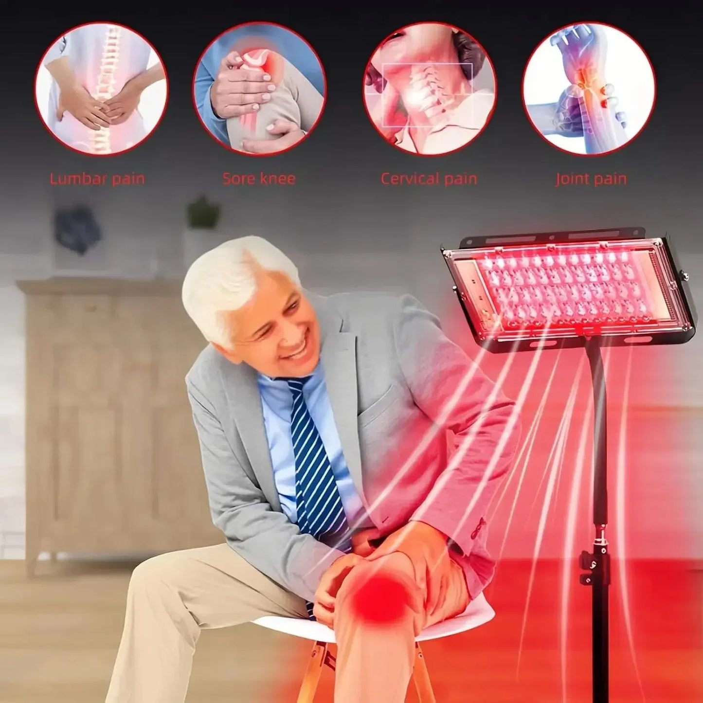 NEW Arrivals Red Light Lamp with Bracket, 96 LEDs 660nm and 850nm Near Infrared Light Therapeutic Devices for Body Pain Relief and Skin Care Supplies