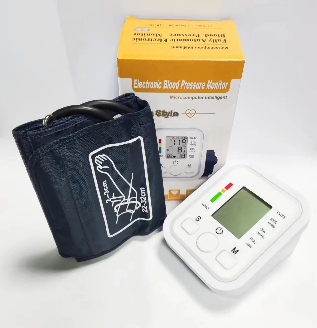 Digital Arm Blood Pressure Meter Cuff Medical Automatic Pressure Tonometer Tensiometer Heart Rate Pulse Meter BP Monitor Healthy