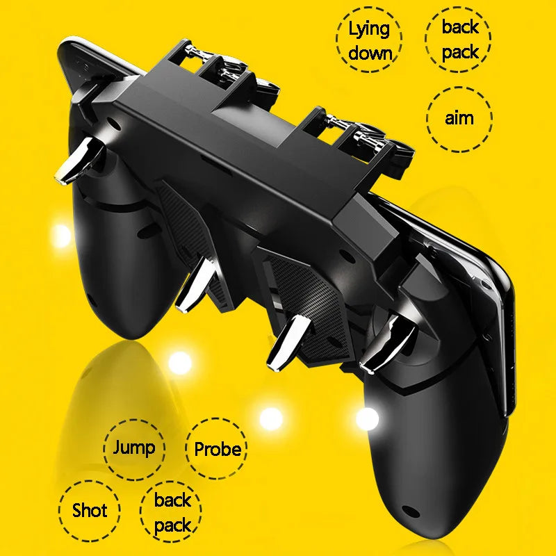 Six-finger game controller metal trigger firing trigger sensitive non-delay game handle Pubg mobile game control