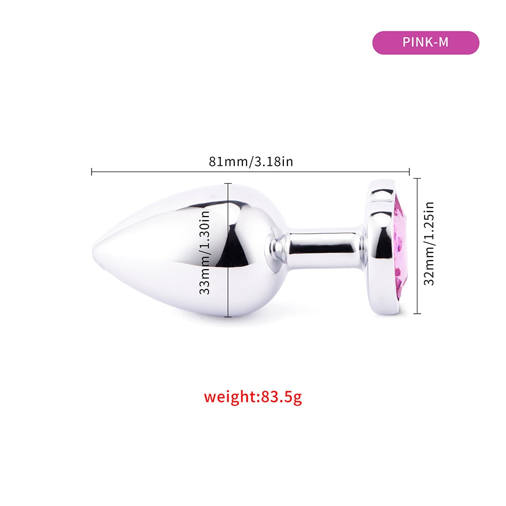 3 Sizes Anal Plug Mini Heart Smooth Metal Stainless Steel Crystal Butt Plug Stimulator Smaller Anal Sex Toys For Men Women Anus