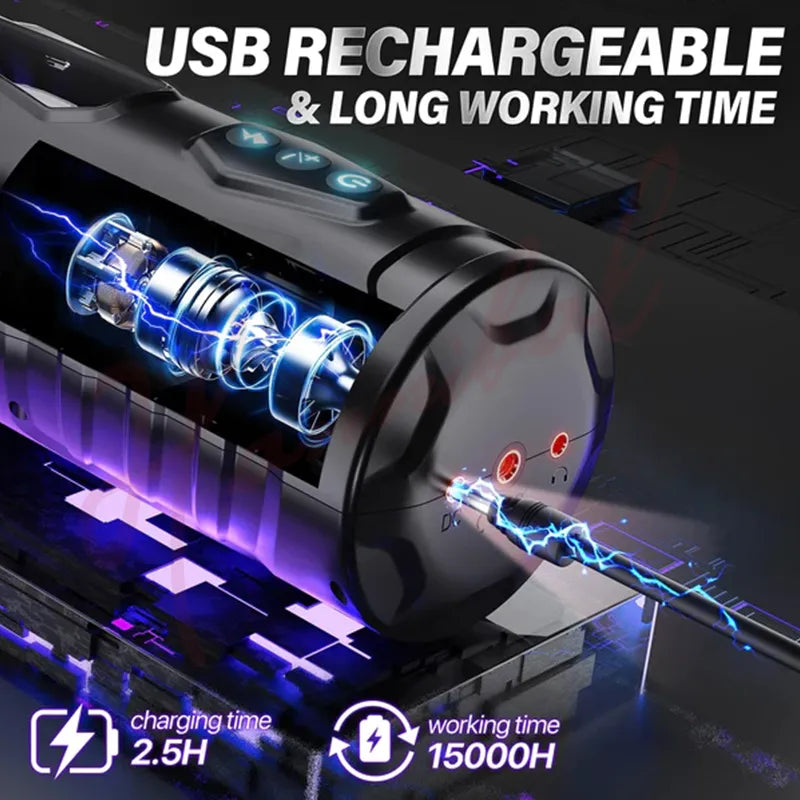 Adult Hannibal Automatic Male Masturbator 7 Thrusting Rotating Modes Mastubator Cup Electric Pocket Pussy For Penis Sex Toy For Men