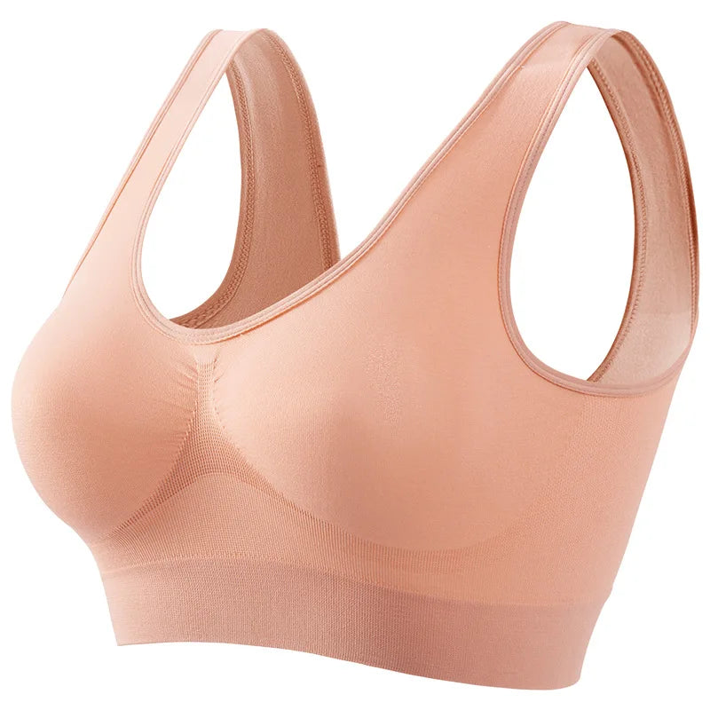 NEW Arrivals S-5XL Plus Size Women Sports Bra Large Size No Steel Ring Seamless Underwear Removable Chest Pad Running Sport Yoga Vest Bras