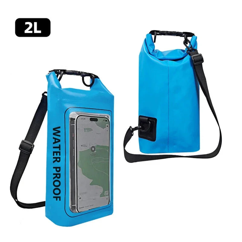 NEW Arrivals 2L 5L Dry Bag Swimming Pack Touch Screen Outdoor Waterproof Kayak Storage Bag Outdoor Beach Camping Kayak Trekking Drifting Rafting Surfing Boating Backpack Sports Accessories