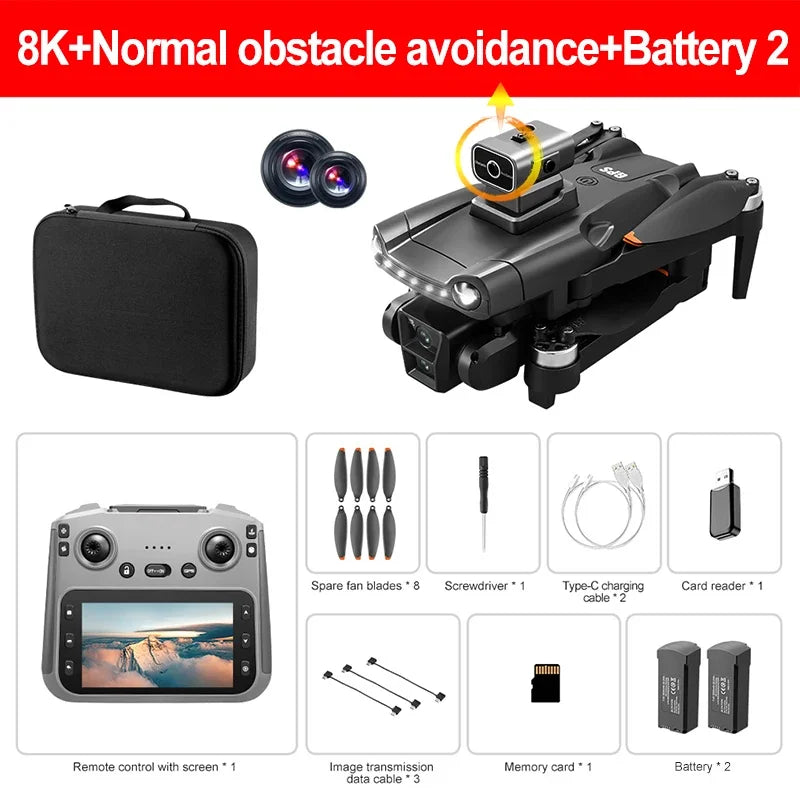 NEW Xiaomi V198MAX GPS Drone 8K Professional Camera Laser Video Recording Aerial FPV Brush Laser Obstacle with Large Screen Remote Control Folding Drone + 3 Batteries Set