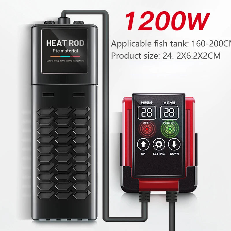 1200W Fish Tank Heater Aquarium Temperature Controller LED Digital Display Heating Rod Constant Temperature Accessories