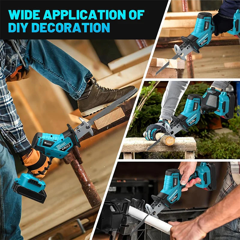 NEW Arrivals 4000RPM 4PCS Set ( Without Battery) Saw Cordless Electric Reciprocating Saw Multifunctional Metal Wood Pipe Cutting Saw Tool For Makita 18V Home Garden Supplies