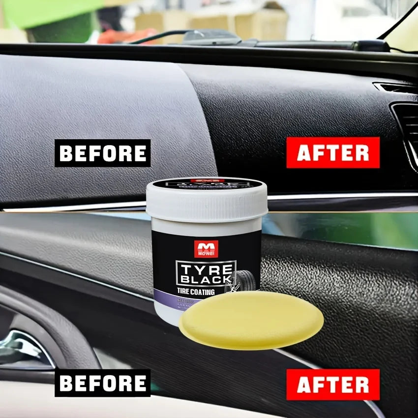 NEW Arrivals Car Motorcycle Tire Blackening Coating Wax - Hydrating Luster and Protection, Anti-Aging Tire Care Coating with Sponge Applicator Car Vehicle Accessories