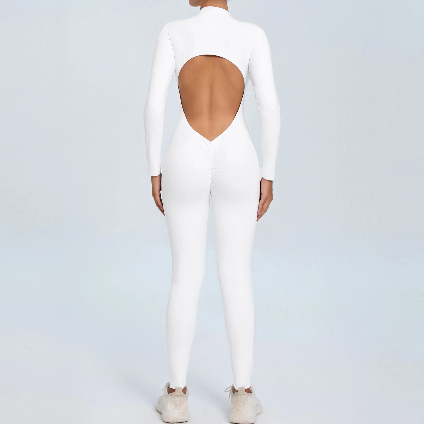 NEW Arrivals 10 Colors Women Sportwear Yoga Jumpsuit Zip Long Sleeve Back Open Outfit Fitness Tracksuit Tight One-piece Gym Overalls Sports Bodysuit