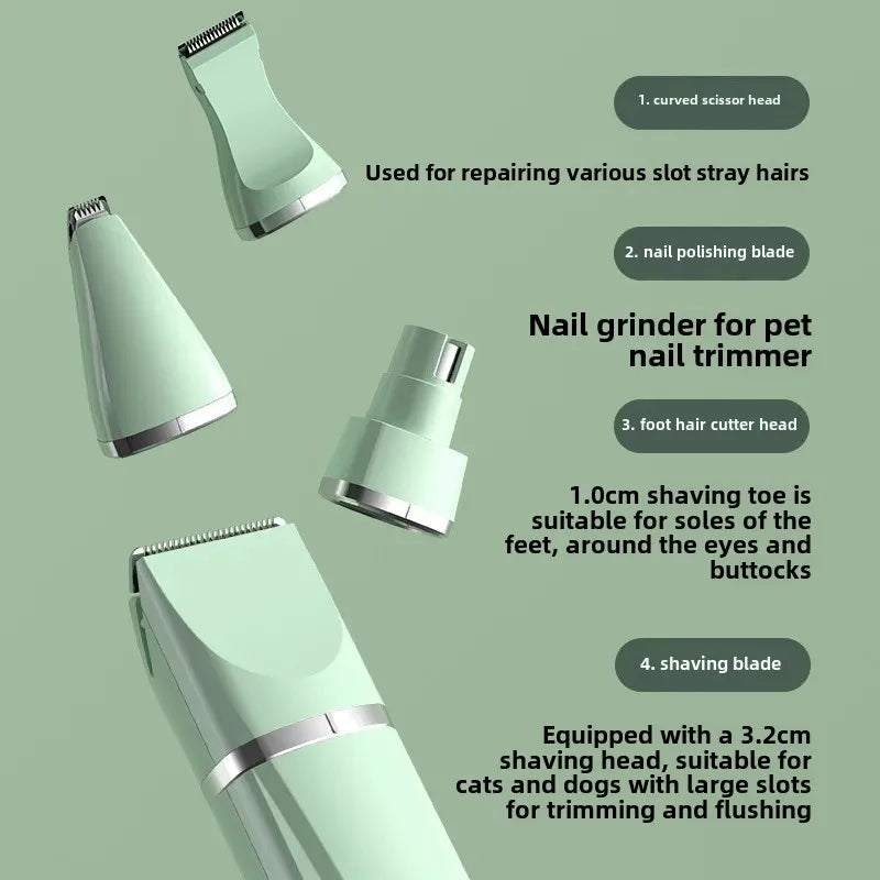 NEW Arrivals Dogs Cat 4PCS Set Hair Removal Clippers Cat Dog Grooming Tools Electric Hair Trimmer Foot Pad Hair Removal Device Dog Hair Cutting Machine Kit Pets Home Beauty Salon Supplies