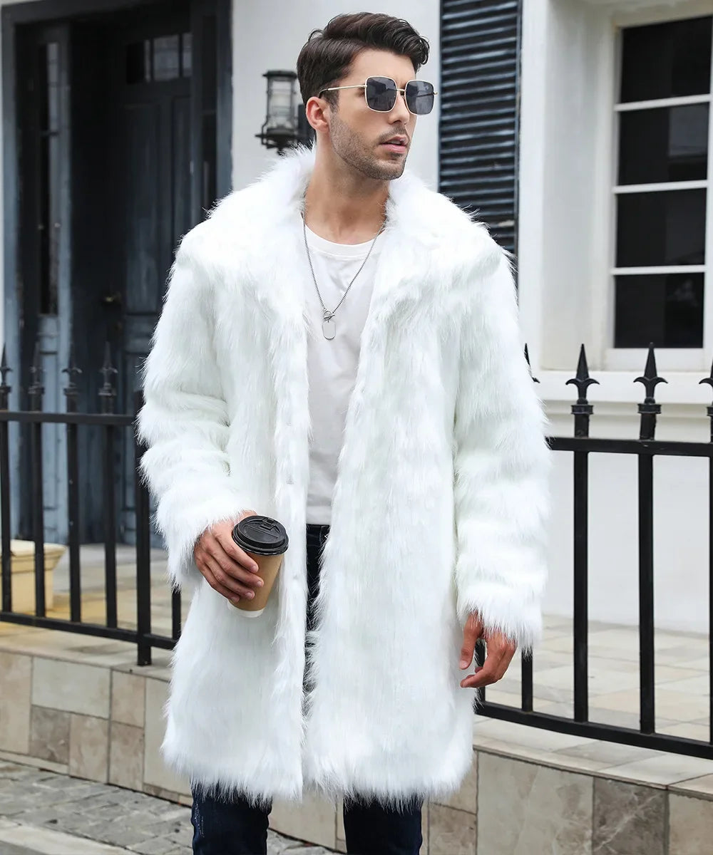 NEW Arrivals "BIG SAVE" S-4XL Men Faux Fox Fur Jacket Coat Winter Thick Fluffy Plus Size Long Sleeve Warm Shaggy Outerwear Supplies Luxury Extra Large Fur Long Jacket Bontjas Jackets Men Luxury Fashion Clothing Products