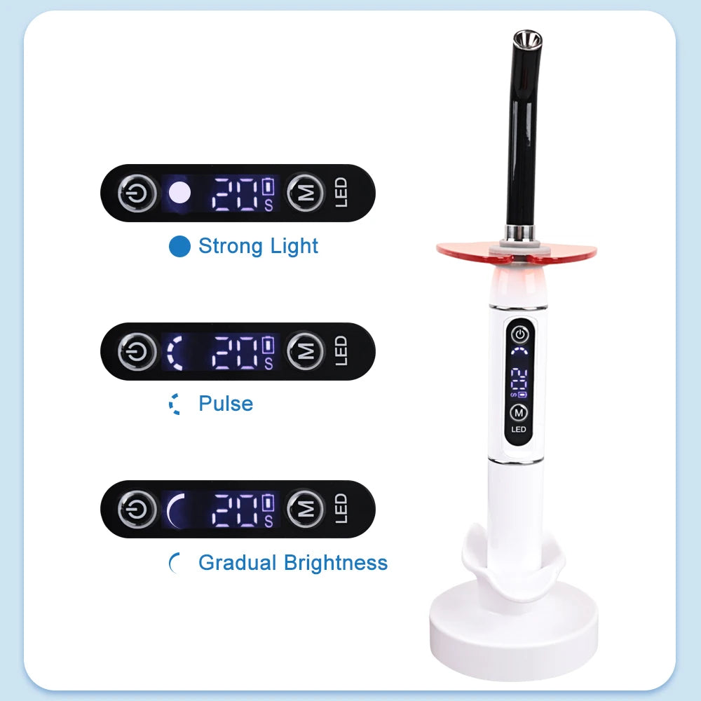 NEW Arrivals LED Light Curing Light Lamp (US Plug) Machine 2000MW Resin Cure Dental Equipment 5S/3mm Curing 2200mAh Battery 10W Wireless Cordless Instrument Teeth Pain Relief Treatment Health Care Supplies