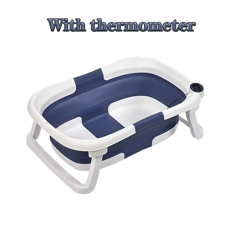 NEW Arrivals Real-Time Temperature Silicone Foldable Baby Take A Bath Bathtub Non-Slip Foot Bath Bucket Folding Bathtub Bathroom Basket Tub Babies Personal Care Supplies