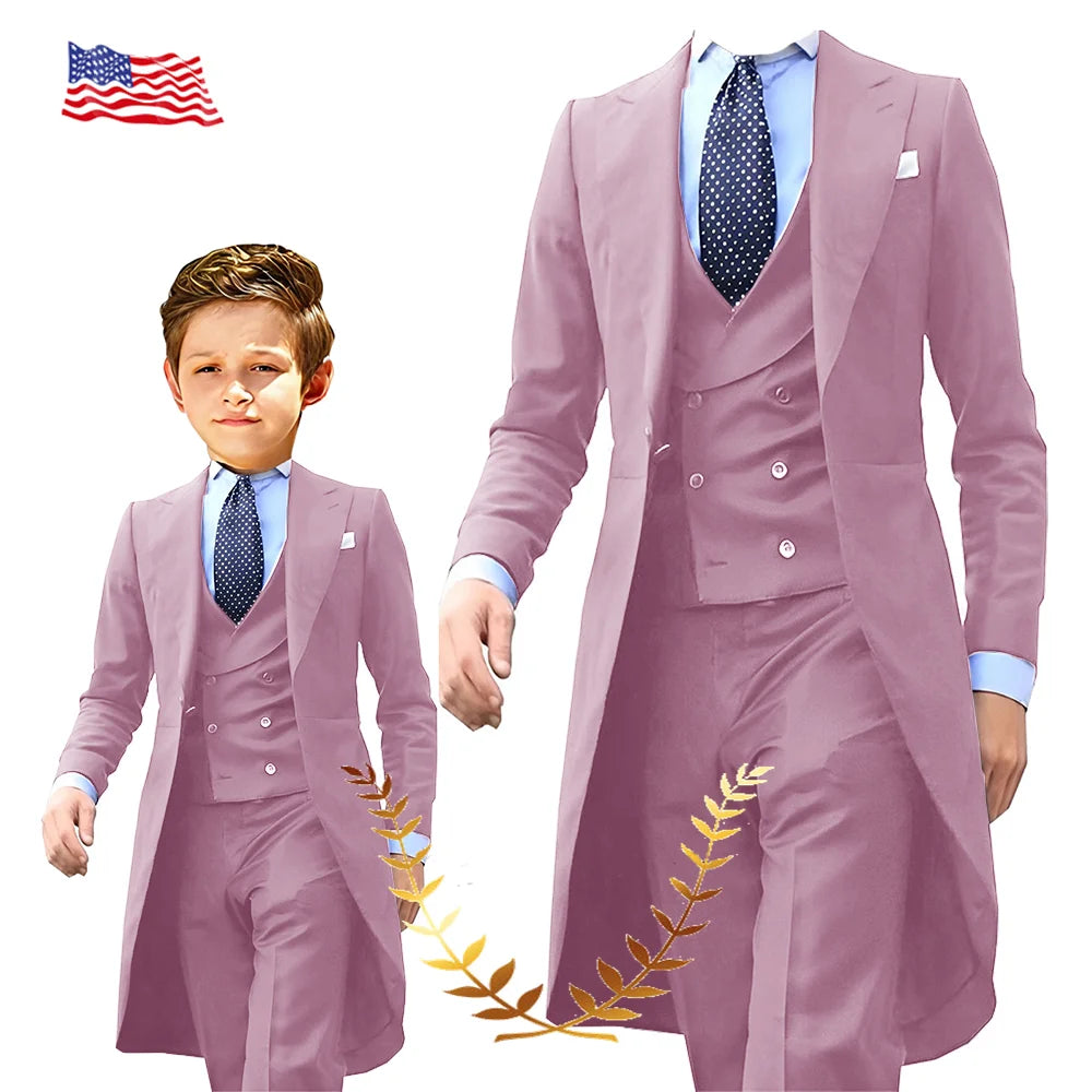 NEW Arrivals 3PCS Set Boys(3-16Yrs Old) Men S-5XL PLUS SIZE 5 Colors Formal Blazer Tuxedos Suit Wedding Evening Party Tuxedo Child Jacket Pants Vest Men Costume Groom’s Suit Luxury Fashion Apparel Supplies