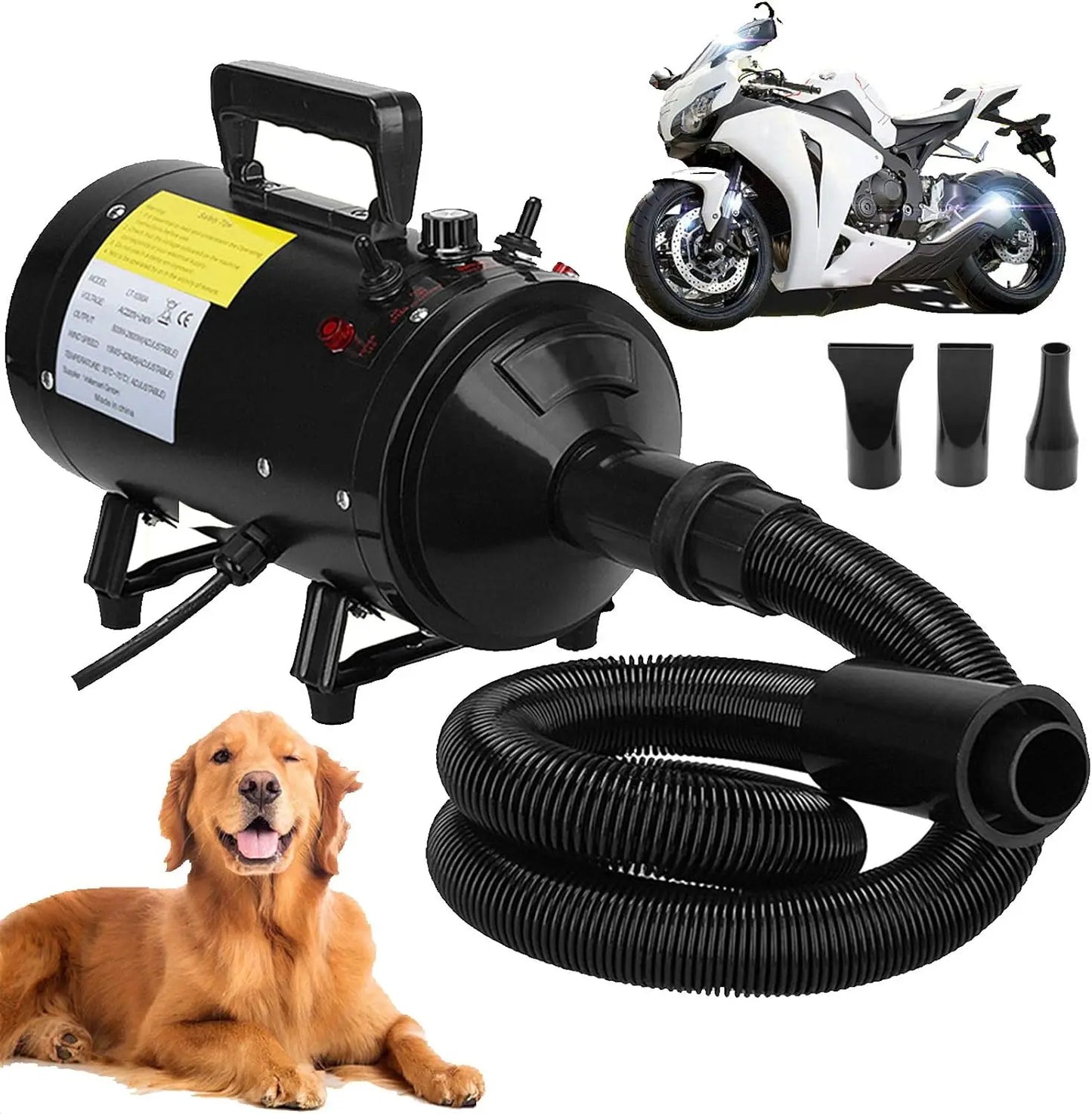 Dogs Pets Power Dryer, Portable Blower & Blaster Pet Dog Grooming Dryer- Dry and Dust also for Motorcycle Bikes Car Vehicles
