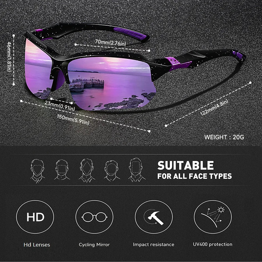 NEW Arrivals 4 PCS Set Night Vision Ice Mirror Sunglasses NEW Fashion Vintage Half Frame Driving Fishing Cycling Sports Sunglasses Men Women Mountaineering Sun Glasses UV400 Eyewear