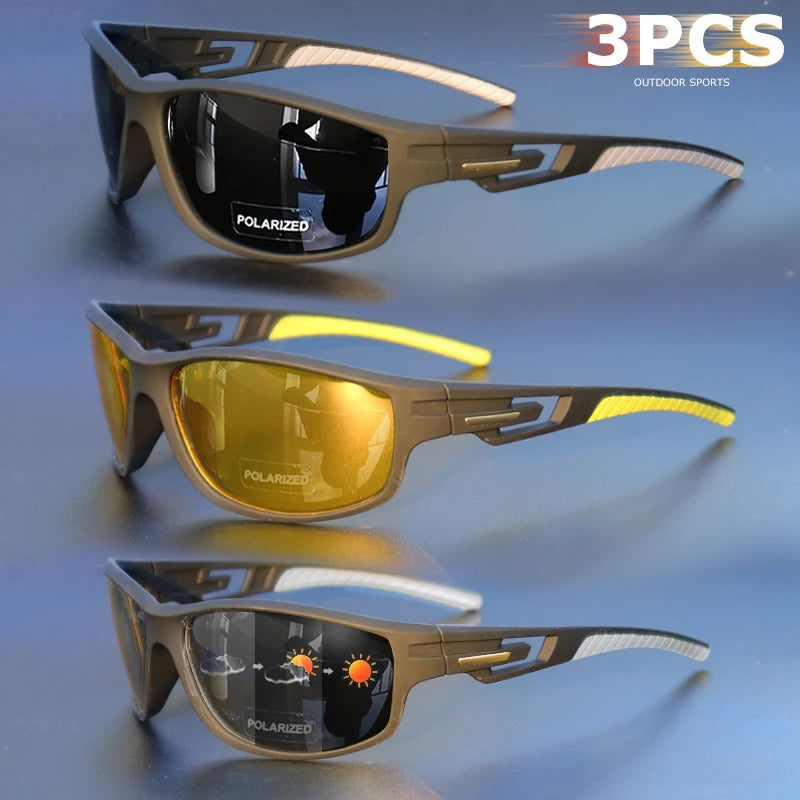 NEW Arrivals 3PCS Set Polarized Sports Sunglasses for Women Men - Matte Frame, HD Lens for Hiking Fishing Racing & Casual Wear Outdoor Cycling Eyewear