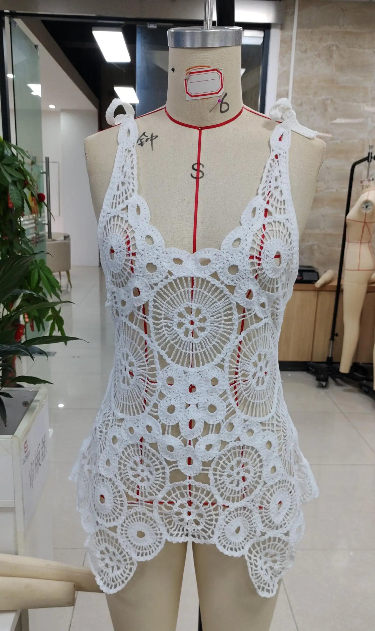 NEW Handmade Hollow Out Crochet Knit Cami Sexy Dress Women Summer Swimsuit Cover Ups Backless Sleeveless Irregular Hem Mini Beach Dress