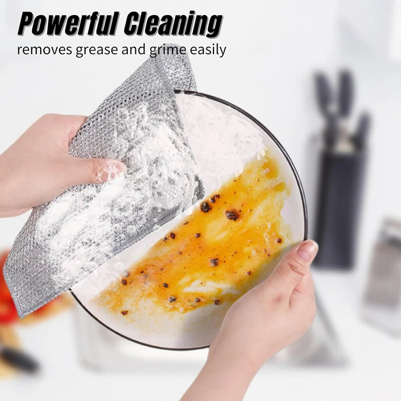 NEW 30PCS Set Double Layer Magic Cleaning Cloth Thickened Double-Sided Metal Steel Wire Rags Kitchen Dish Pot Wash Dishing Cloths Towel Clean Tools Household Supplies