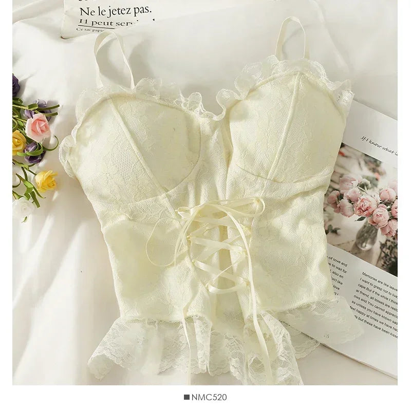 NEW Arrivals Sexy Clothes Blouses Sexy Crop Tops Women Corset Lace Bandage T-Shirt Camisole Woman Sling Tank Top Fashion Sleeveless Waistcoat Ladies Sexy Underwear Clothing