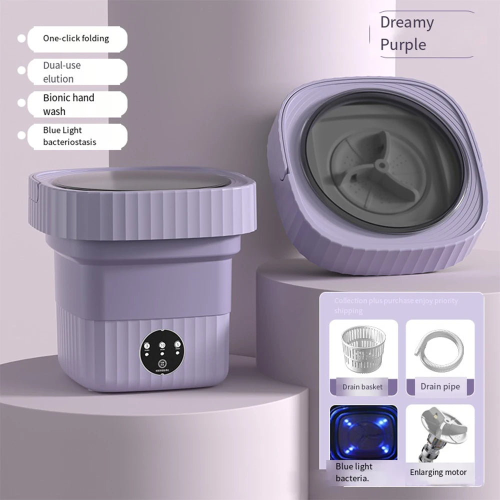 NEW Arrivals 6L 11L 4 Colors Folding Portable Washing Machine with Spin Dryer for Clothes Outdoor Travel Camping Home Ultrasonic Underwear Socks Mini Washer 110V 220V