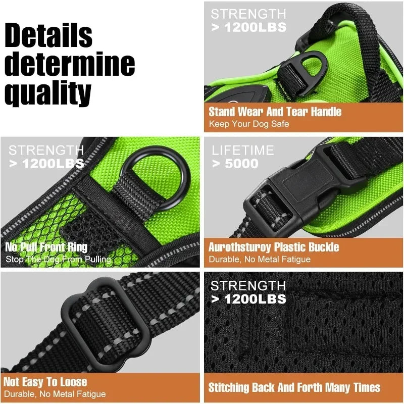 NEW Arrivals LED Light Up Dog Harness No Pull Adjustable Rechargeable Pet Luminous Vest Harness Small Medium Large Dogs Outdoor Night Walking Running Pet Supplies