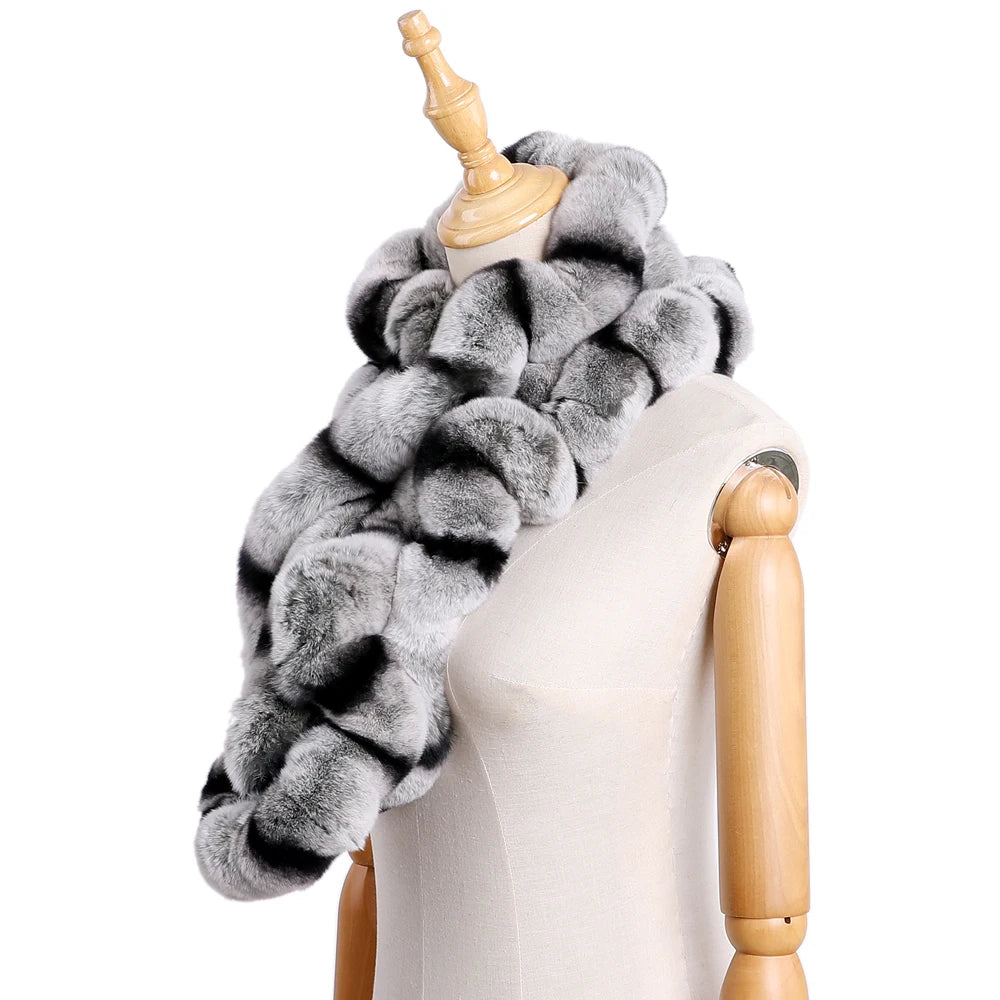 Low-Price Sales are Limited Genuine Women's Girls Winter Warm Soft Real Rex Rabbit Fur Hand Sew Scarf Scarves Wraps Neck Warmer Shawl Scarfs Female Ladies Winter Fashion Clothing Accessories Products