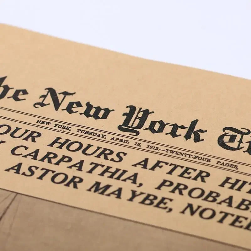 5PCS Classic The New York Times History Poster Titanic Shipwreck Old Newspaper Kraft Paper
