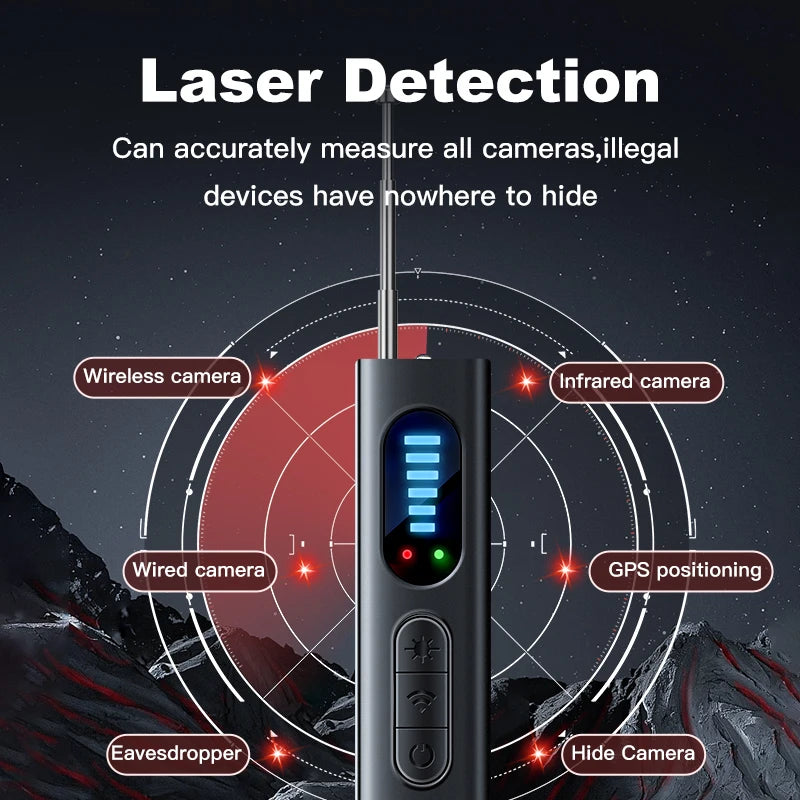 NEW Arrivals Privacy Protection Travel Hotels Office T18 Wireless Hidden Camera Detector, Laser RF Signal Scanner, GPS Locator Detection Anti-Peeping Anti-Spy Camera Personal Safety Security Supplies