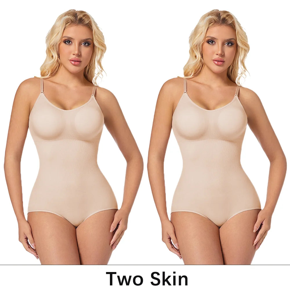NEW Arrivals 2PCS Set S-2XL Slimming Shapewear Removable Bra Pads Bodysuit Body Shaper Women Seamless Tummy Control Slimming Sheath Flat Belly for Underwear